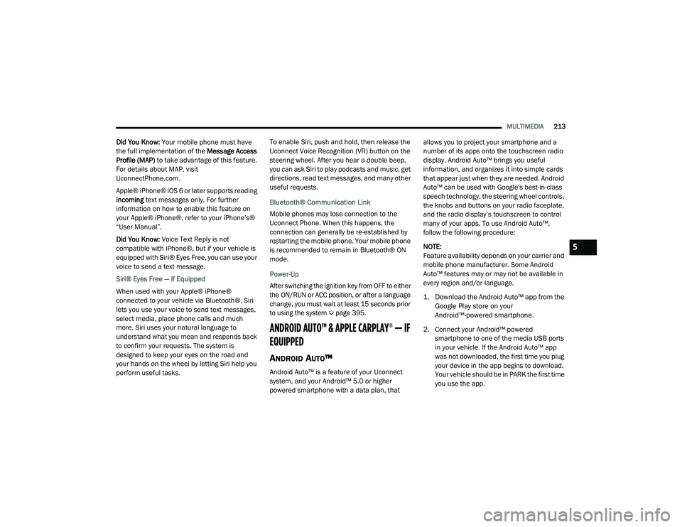 JEEP GRAND CHEROKEE TRAILHAWK 2020  Owners Manual 5

21_WK_OM_EN_USC_t.book  Page 213   