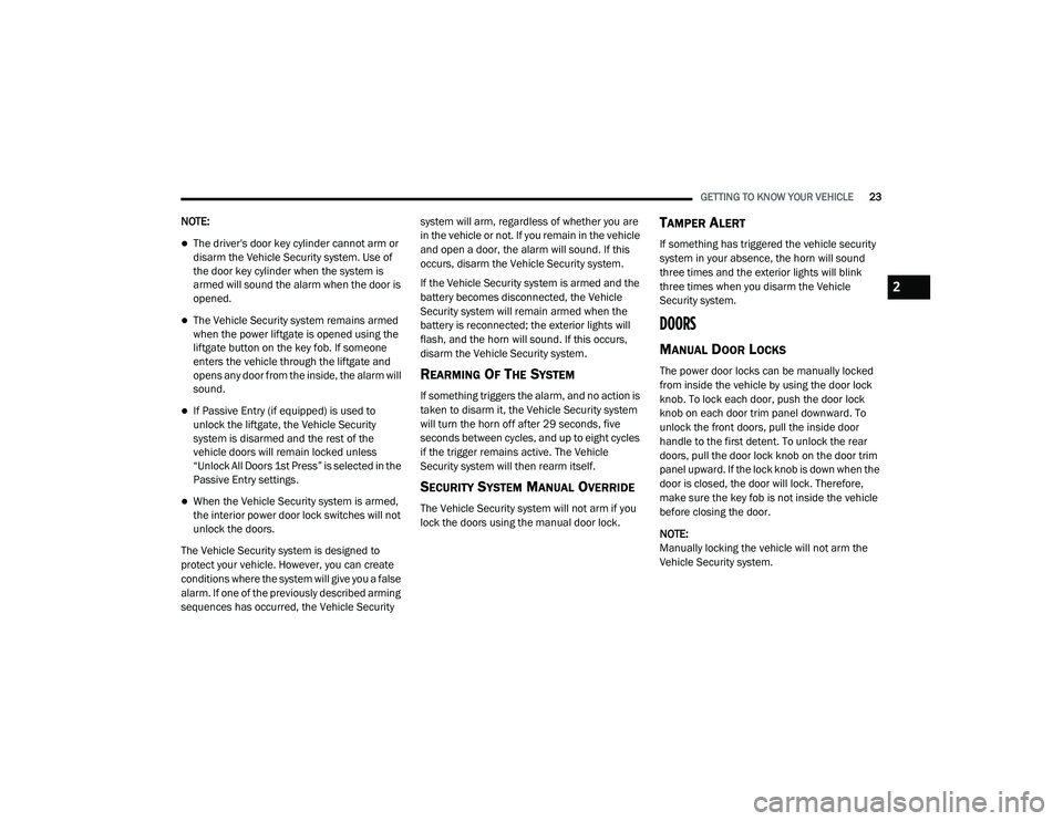 JEEP GRAND CHEROKEE TRAILHAWK 2020 Owners Manual 2

21_WK_OM_EN_USC_t.book  Page 23   