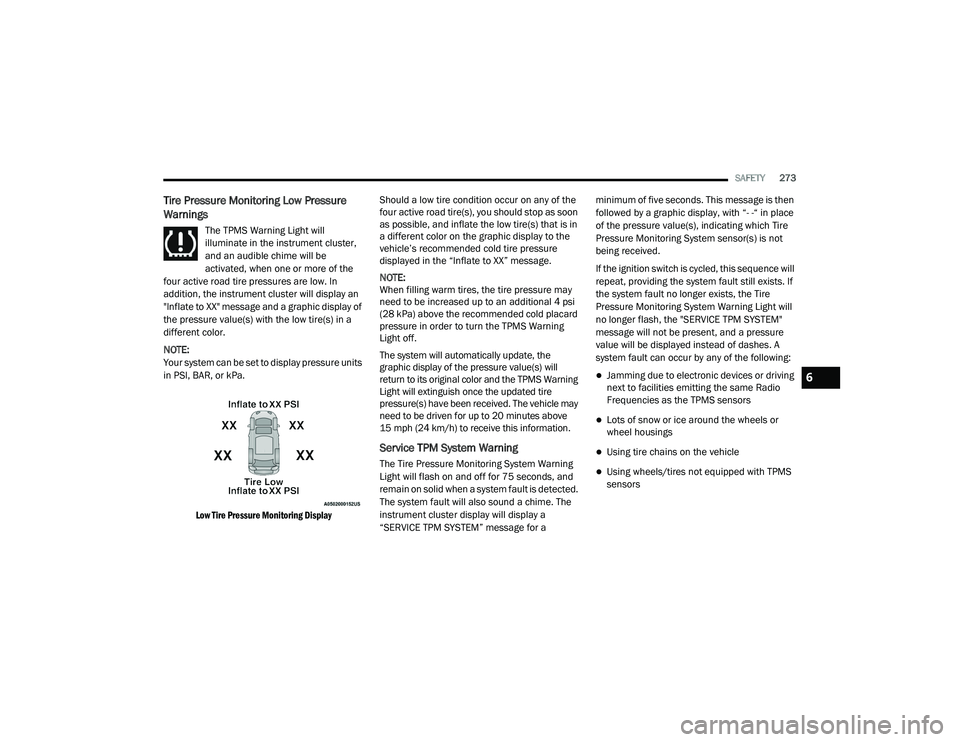 JEEP GRAND CHEROKEE TRAILHAWK 2020  Owners Manual 6

21_WK_OM_EN_USC_t.book  Page 273   