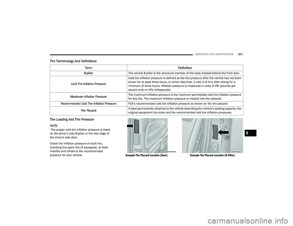 JEEP GRAND CHEROKEE TRAILHAWK 2020  Owners Manual 8

21_WK_OM_EN_USC_t.book  Page 367   