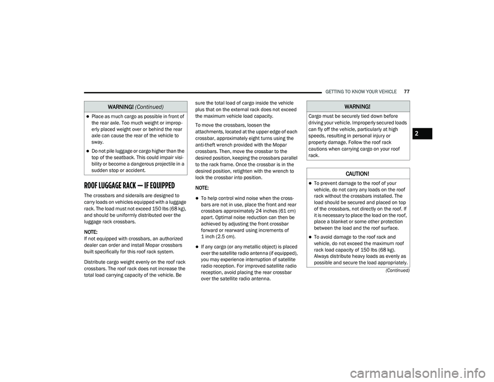 JEEP GRAND CHEROKEE TRAILHAWK 2020 Manual PDF W�$�5N�,N�*� (Continuedyf
2

21_WK_OM_EN_USC_t.book  Page 77   