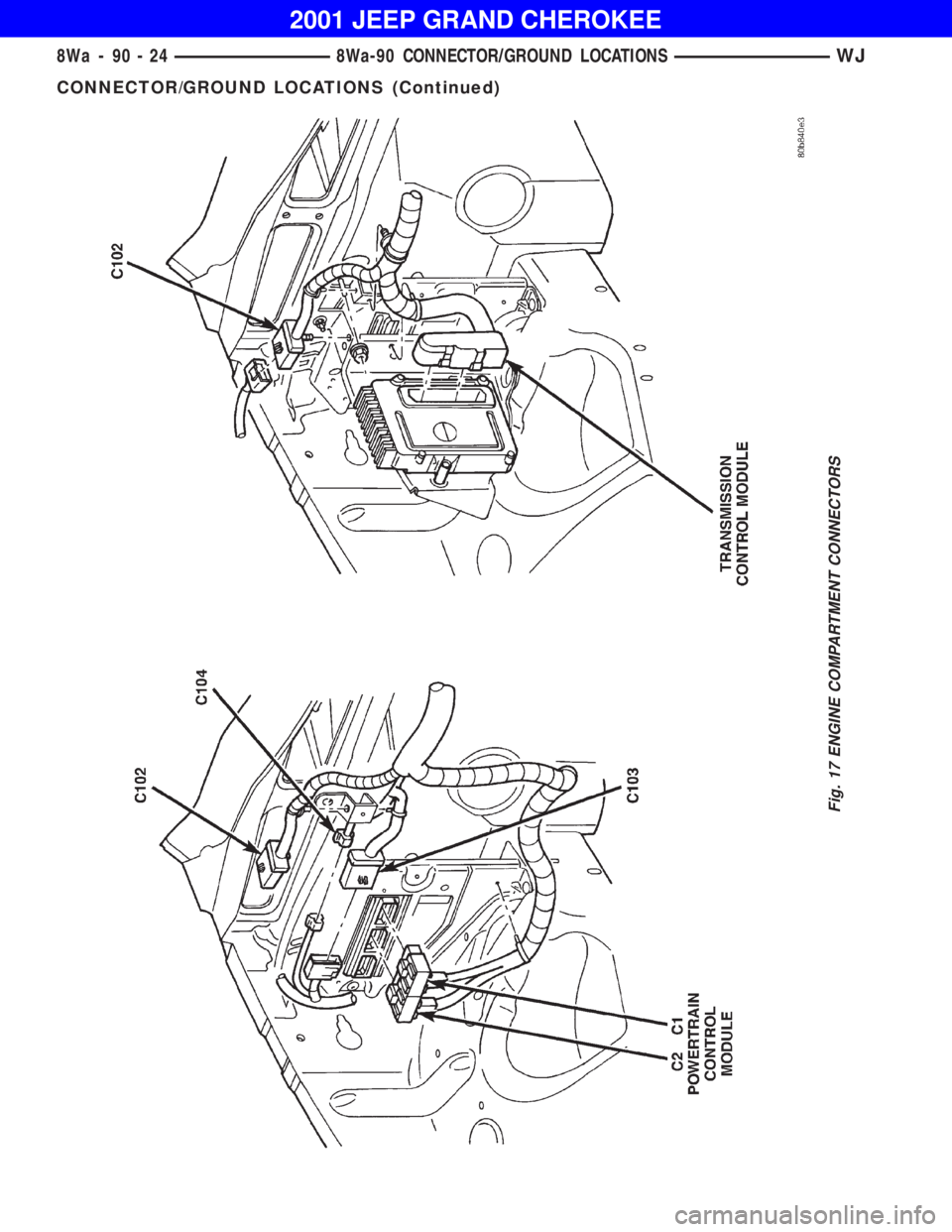 JEEP GRAND CHEROKEE 2001  Owners Manual CONNECTOR/GROUND LOCATIONS (Continued) 
