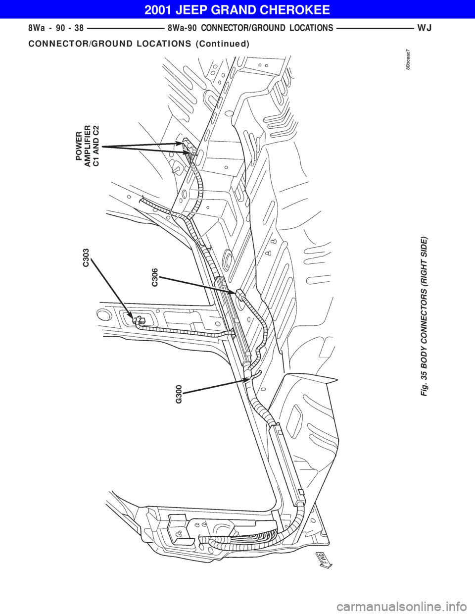 JEEP GRAND CHEROKEE 2001  Owners Manual CONNECTOR/GROUND LOCATIONS (Continued) 