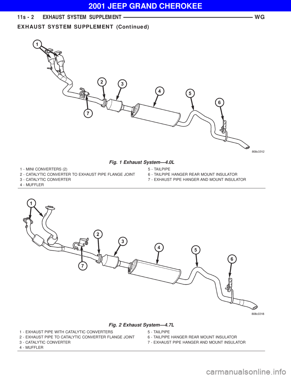 JEEP GRAND CHEROKEE 2001  Owners Manual EXHAUST SYSTEM SUPPLEMENT (Continued) 