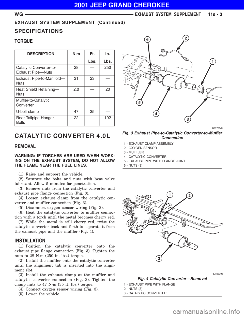 JEEP GRAND CHEROKEE 2001  Owners Manual 