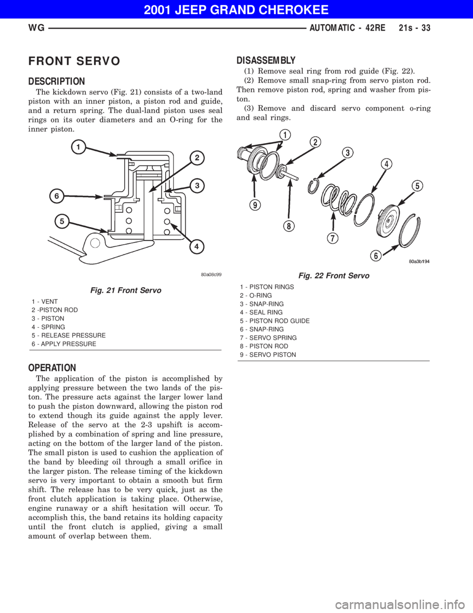 JEEP GRAND CHEROKEE 2001  Owners Manual 