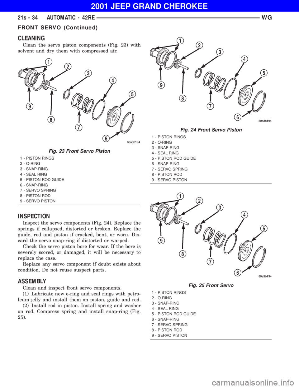JEEP GRAND CHEROKEE 2001  Owners Manual FRONT SERVO (Continued) 