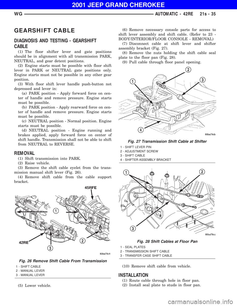 JEEP GRAND CHEROKEE 2001  Owners Manual 