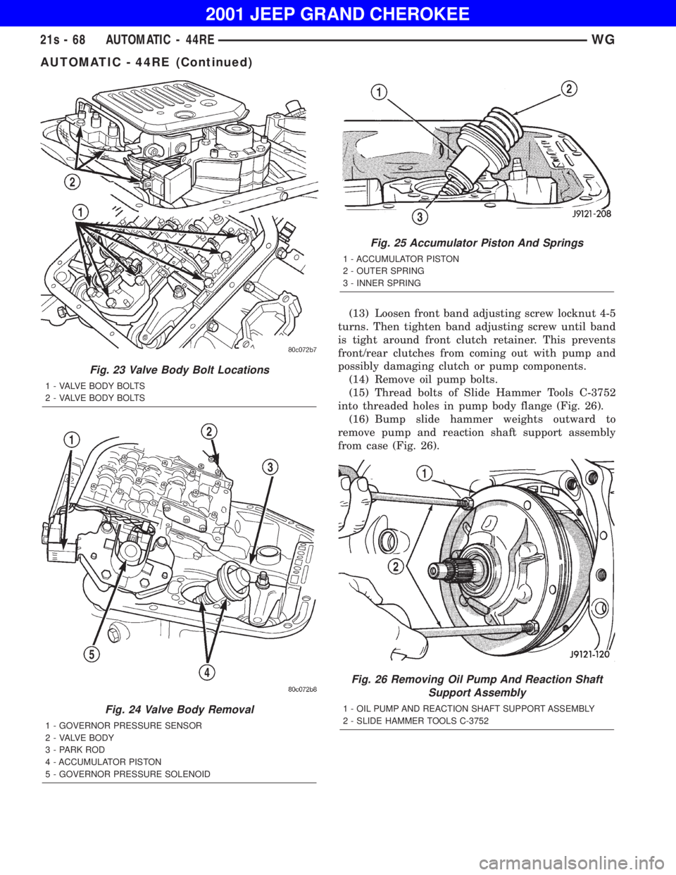 JEEP GRAND CHEROKEE 2001  Owners Manual AUTOMATIC - 44RE (Continued) 