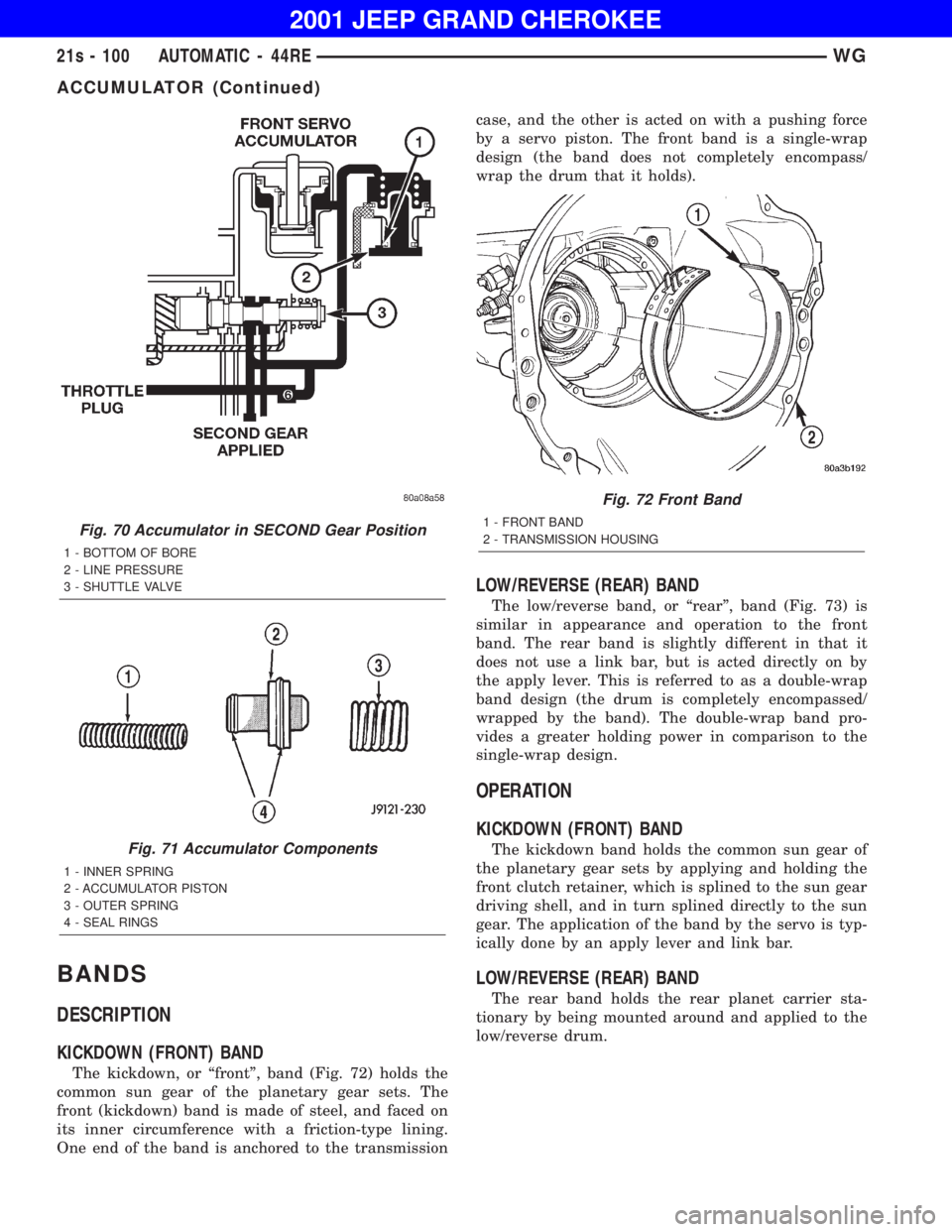 JEEP GRAND CHEROKEE 2001  Owners Manual ACCUMULATOR (Continued) 