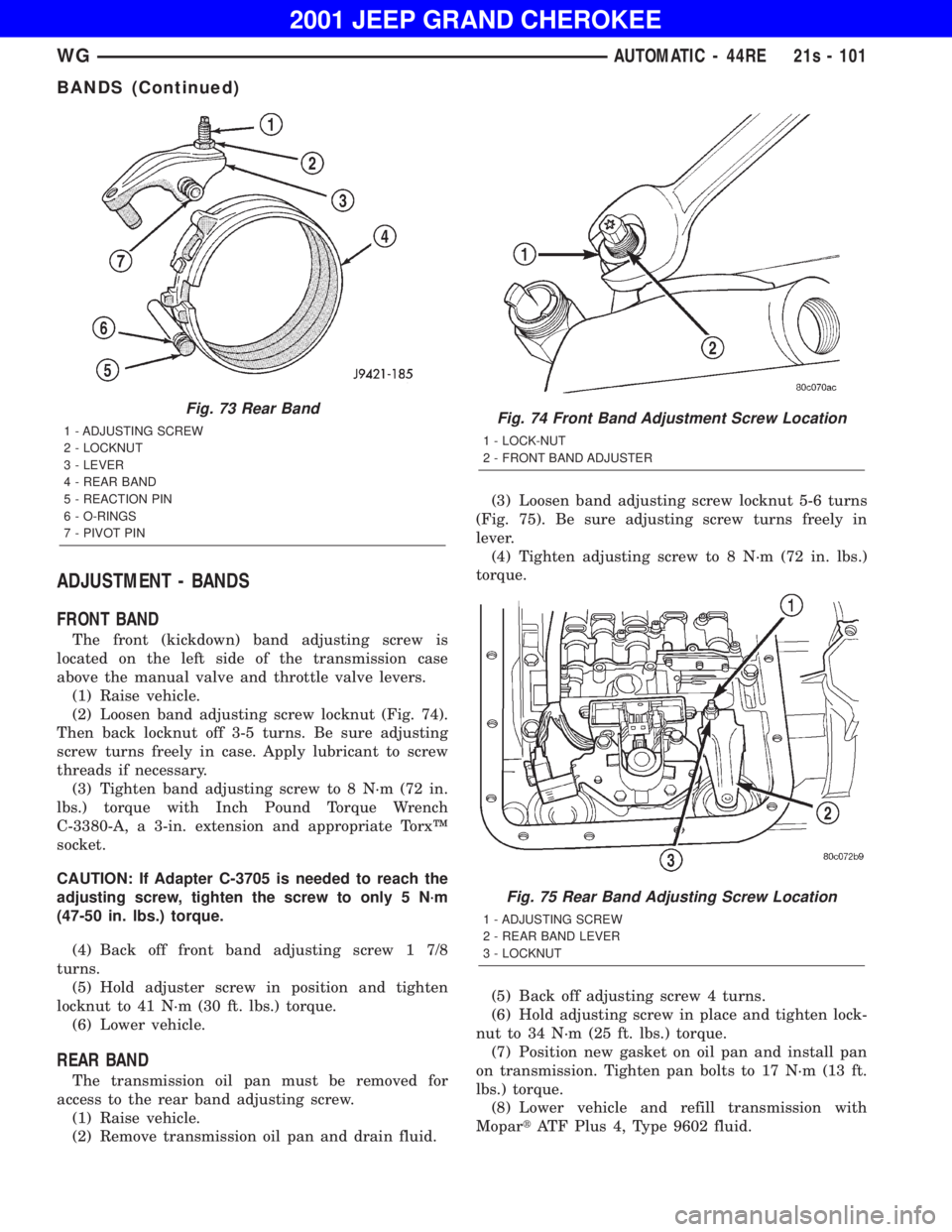 JEEP GRAND CHEROKEE 2001  Owners Manual 