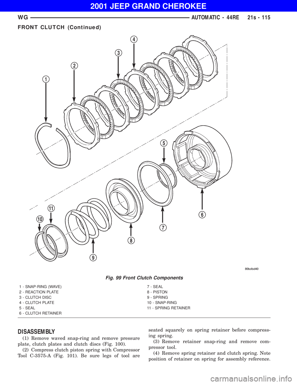 JEEP GRAND CHEROKEE 2001  Owners Manual 