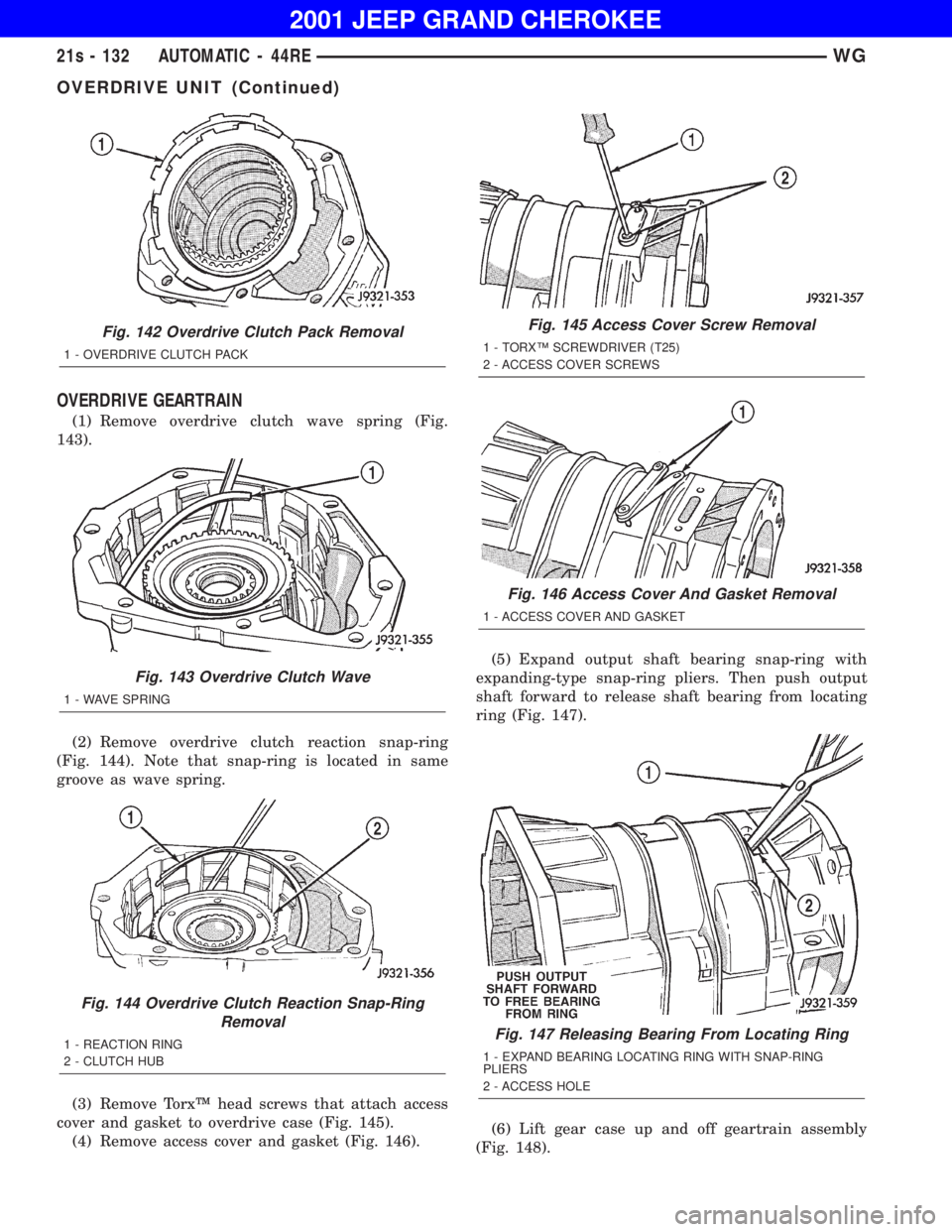 JEEP GRAND CHEROKEE 2001  Owners Manual OVERDRIVE UNIT (Continued) 
