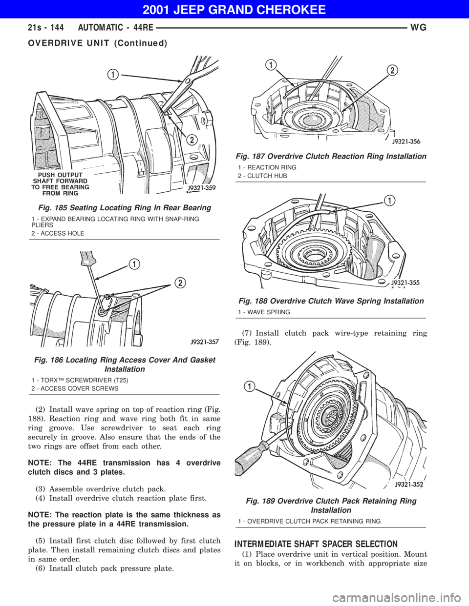 JEEP GRAND CHEROKEE 2001  Owners Manual OVERDRIVE UNIT (Continued) 