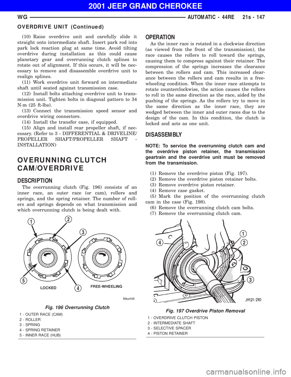 JEEP GRAND CHEROKEE 2001  Owners Manual 