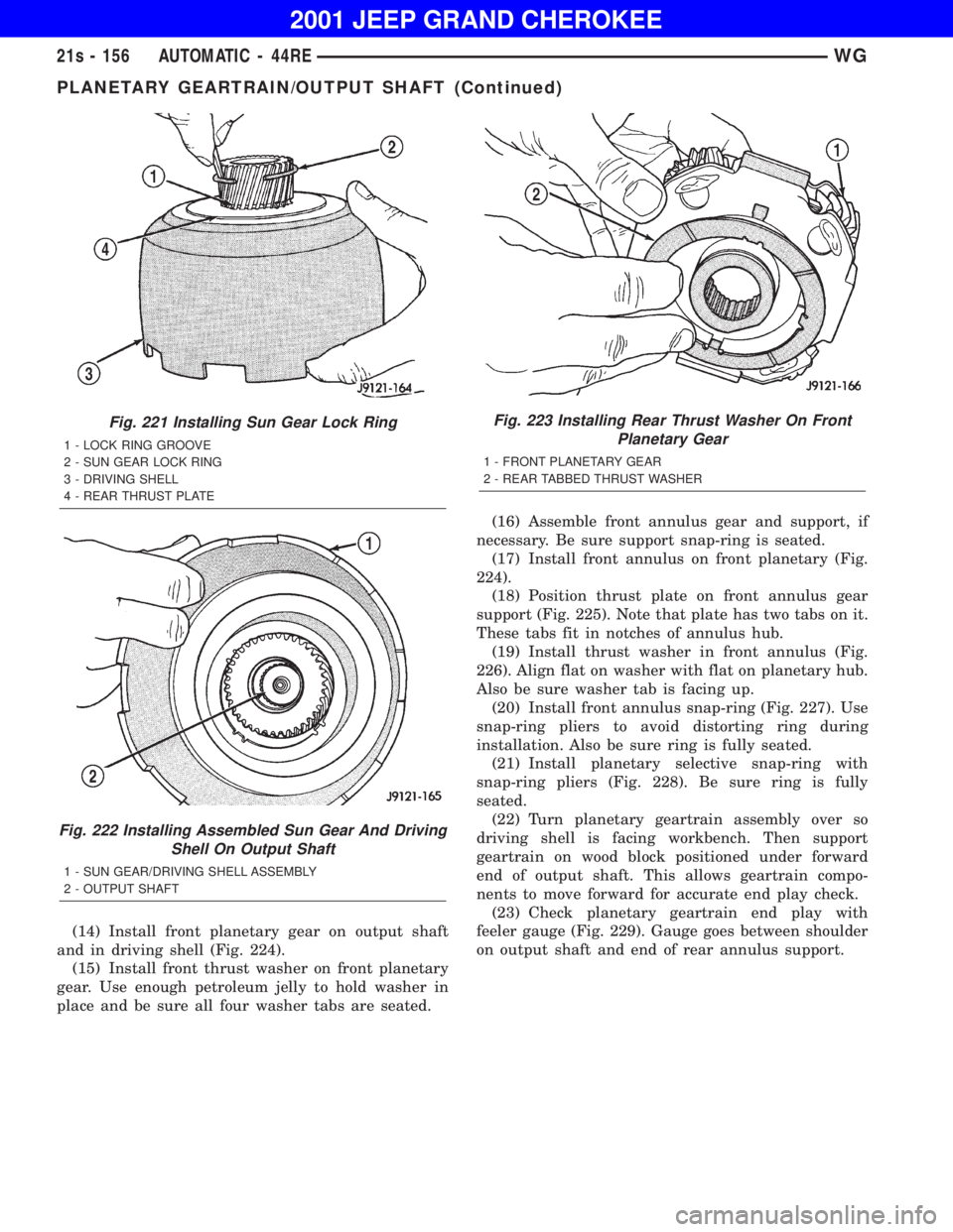 JEEP GRAND CHEROKEE 2001  Owners Manual PLANETARY GEARTRAIN/OUTPUT SHAFT (Continued) 