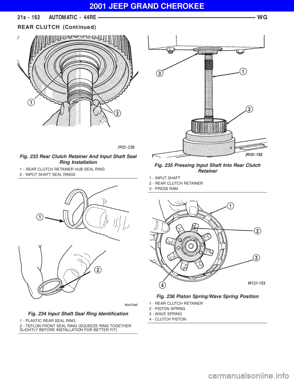 JEEP GRAND CHEROKEE 2001  Owners Manual REAR CLUTCH (Continued) 