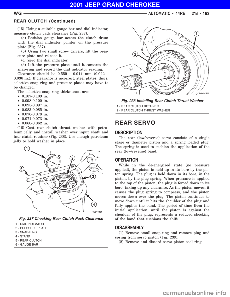 JEEP GRAND CHEROKEE 2001  Owners Manual 