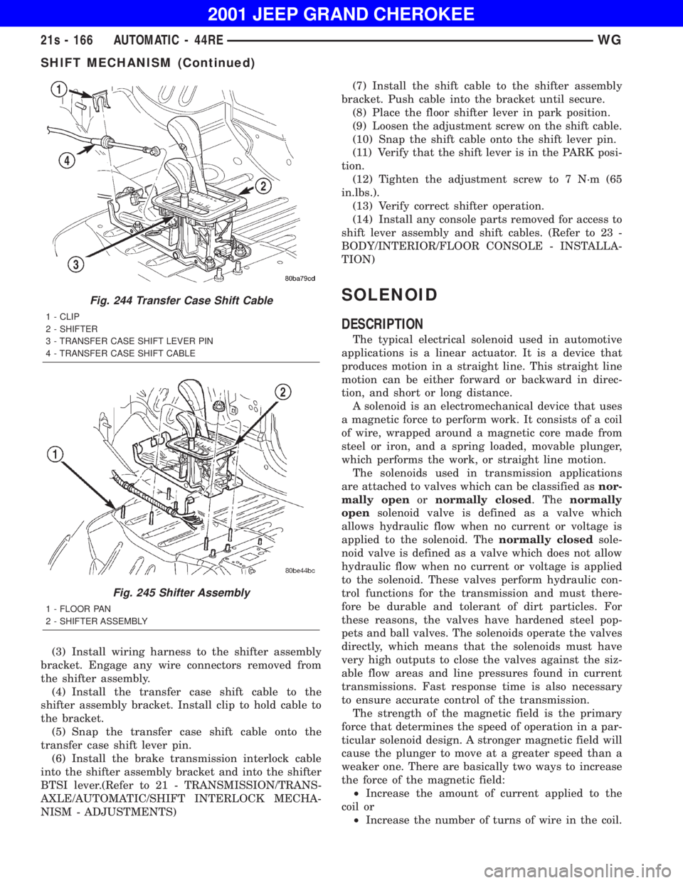 JEEP GRAND CHEROKEE 2001  Owners Manual SHIFT MECHANISM (Continued) 