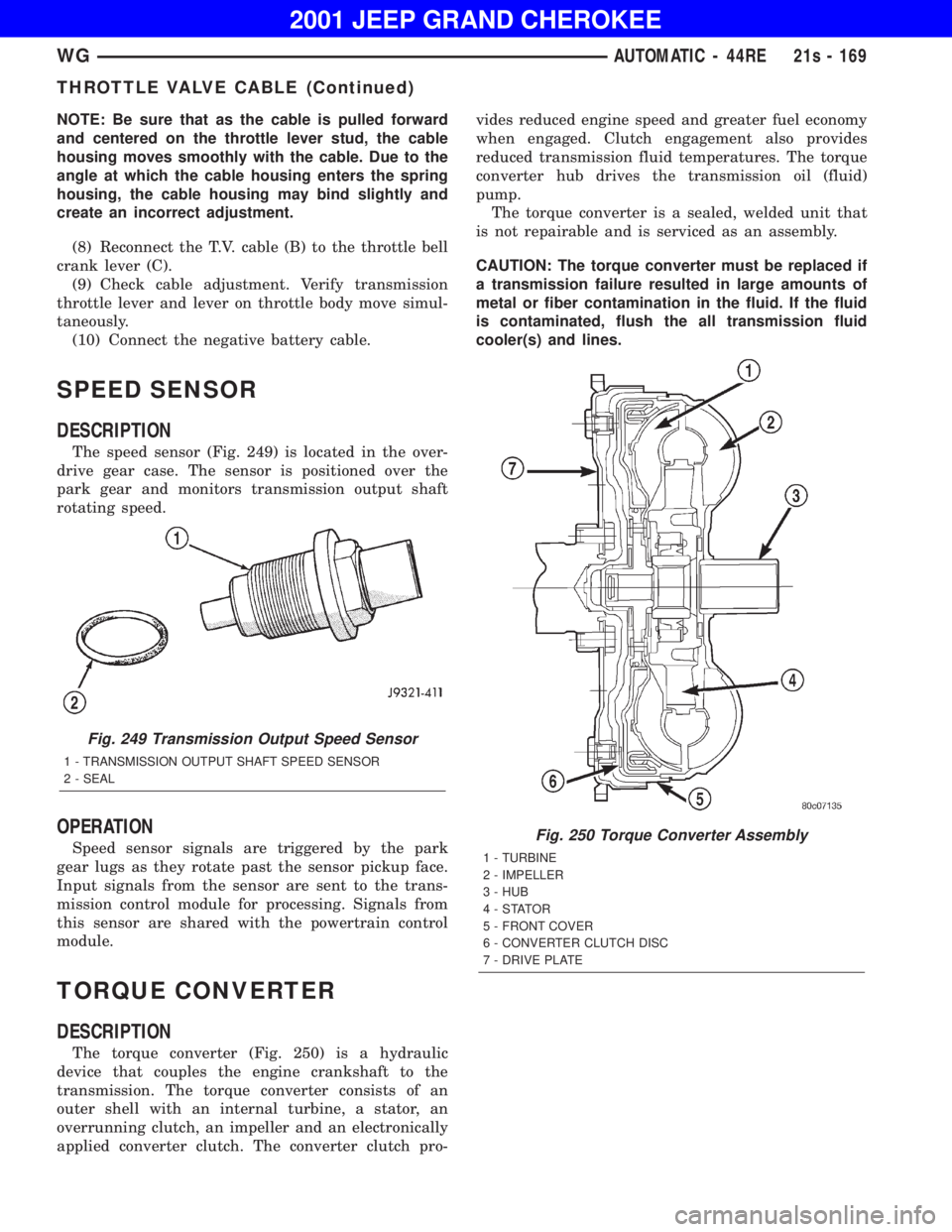JEEP GRAND CHEROKEE 2001  Owners Manual Fig. 249 Transmission Output Speed Sensor 