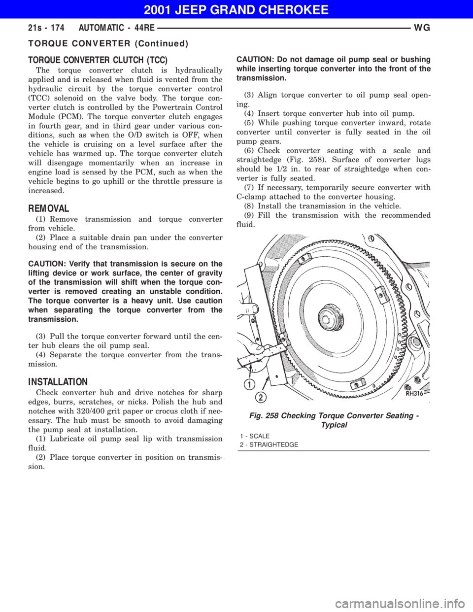 JEEP GRAND CHEROKEE 2001  Owners Manual TORQUE CONVERTER (Continued) 