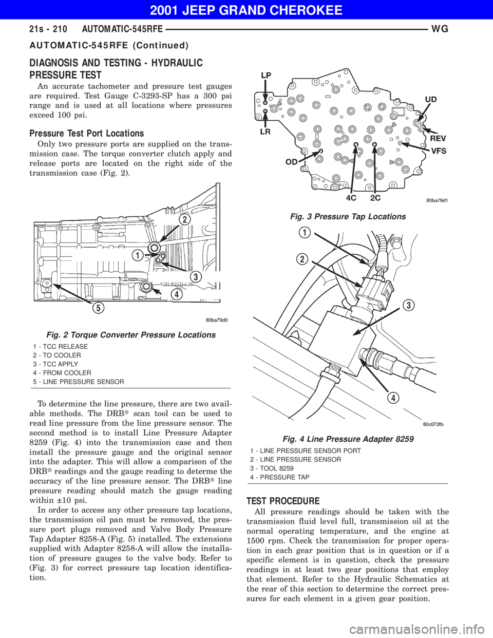 JEEP GRAND CHEROKEE 2001 Owners Manual Fig. 4 Line Pressure Adapter 8259
AUTOMATIC-545RFE (Continued) JEEP GRAND CHEROKEE 2001 Owners Manual Fig. 4 Line Pressure Adapter 8259
AUTOMATIC-545RFE (Continued)