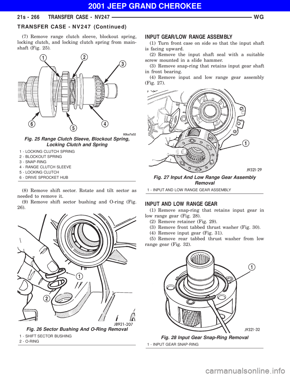 JEEP GRAND CHEROKEE 2001  Owners Manual TRANSFER CASE - NV247 (Continued) 