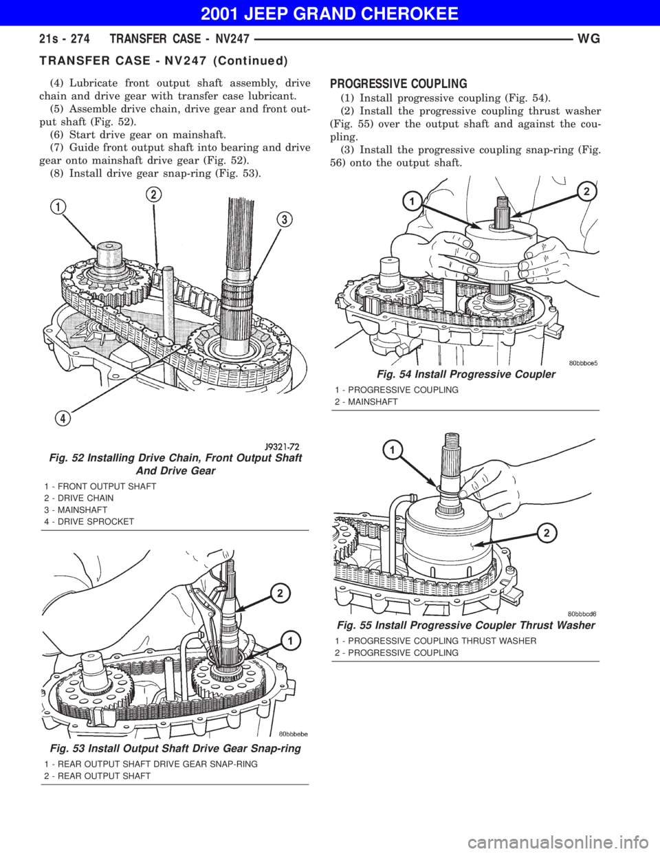 JEEP GRAND CHEROKEE 2001 Owners Manual TRANSFER CASE - NV247 (Continued) JEEP GRAND CHEROKEE 2001 Owners Manual TRANSFER CASE - NV247 (Continued)