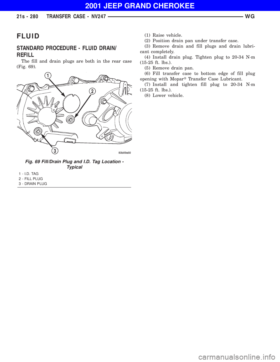 JEEP GRAND CHEROKEE 2001 Owners Manual JEEP GRAND CHEROKEE 2001 Owners Manual