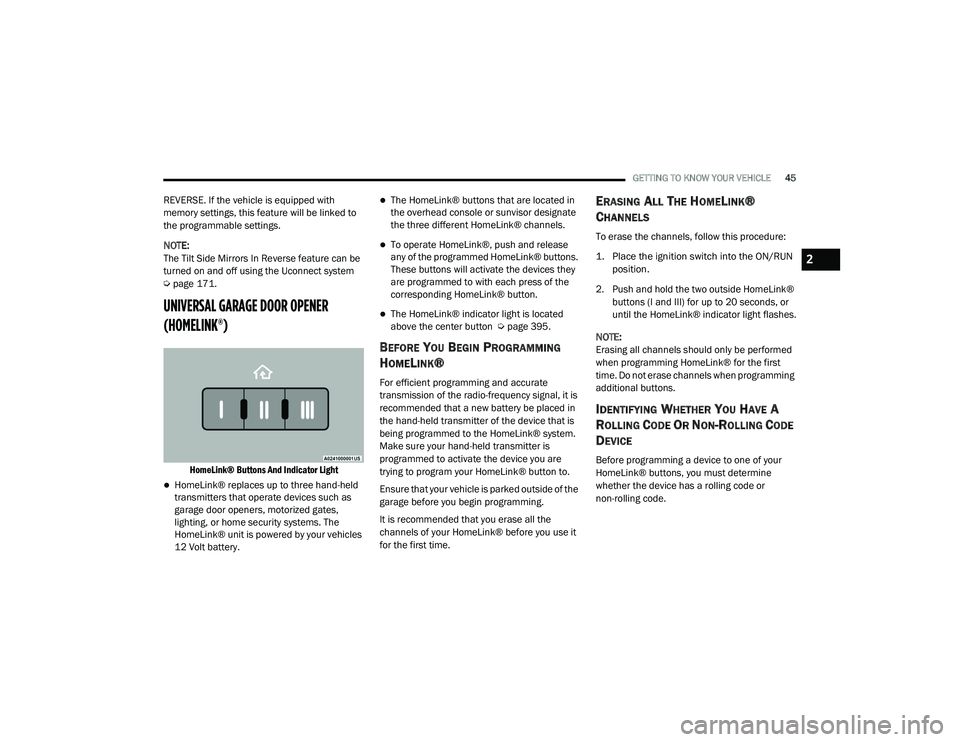JEEP GRAND CHEROKEE LIMITED 2021 Service Manual 2

21_WK_OM_EN_USC_t.book  Page 45   