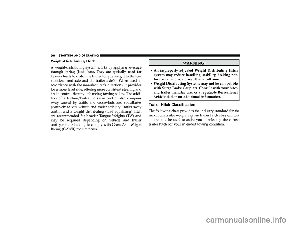 JEEP GRAND CHEROKEE LIMITED 2019  Owners Manual Weight-Distributing Hitch
A weight-distributing system works by applying leverage
through spring (load) bars. They are typically used for
heavier loads to distribute trailer tongue weight to the tow
v