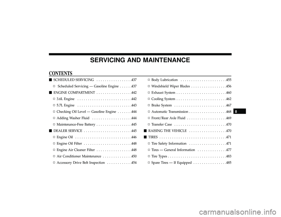 JEEP GRAND CHEROKEE LIMITED 2019  Owners Manual SERVICING AND MAINTENANCE
CONTENTS 