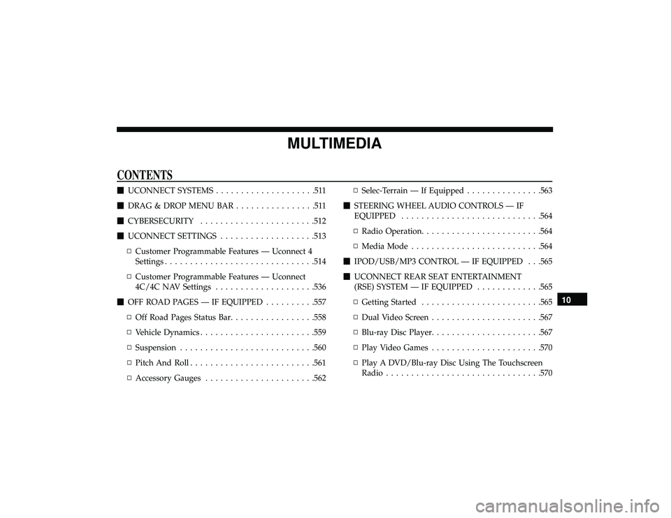 JEEP GRAND CHEROKEE LIMITED 2019  Owners Manual MULTIMEDIA
CONTENTS 