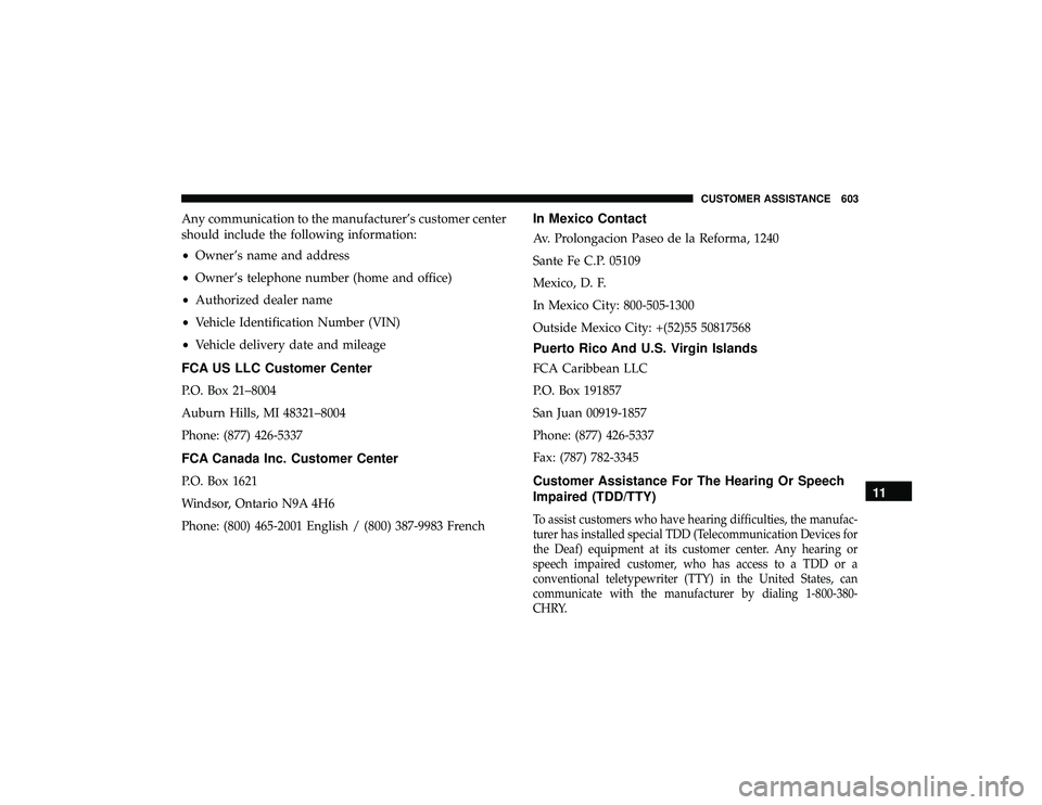 JEEP GRAND CHEROKEE LIMITED 2019 Owners Manual Any communication to the manufacturer’s customer center
should include the following information:
•Owner’s name and address
• Owner’s telephone number (home and office)
• Authorized dealer JEEP GRAND CHEROKEE LIMITED 2019 Owners Manual Any communication to the manufacturer’s customer center
should include the following information:
•Owner’s name and address
• Owner’s telephone number (home and office)
• Authorized dealer