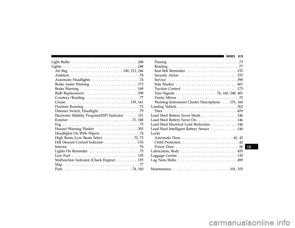 JEEP GRAND CHEROKEE LIMITED 2019 Owners Manual Light Bulbs.............................. .248
Lights .................................. .248
AirBag ........................ .149, 212, 246
Ambient ................................78
Automatic Headli JEEP GRAND CHEROKEE LIMITED 2019 Owners Manual Light Bulbs.............................. .248
Lights .................................. .248
AirBag ........................ .149, 212, 246
Ambient ................................78
Automatic Headli