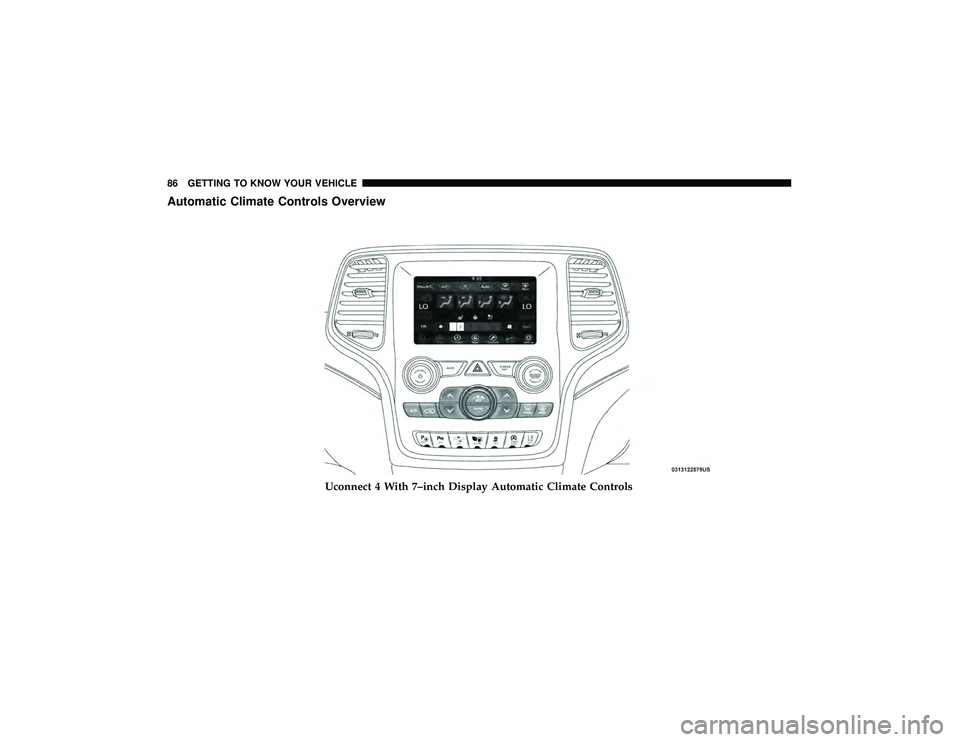 JEEP GRAND CHEROKEE LIMITED 2019 Manual Online Automatic Climate Controls Overview 