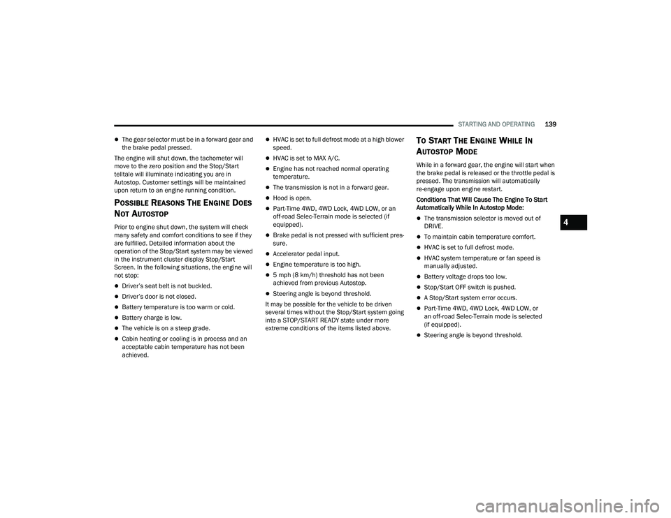 JEEP GRAND CHEROKEE TRAILHAWK 2021  Owners Manual 4

22_WL_OM_EN_USC_t.book  Page 139   