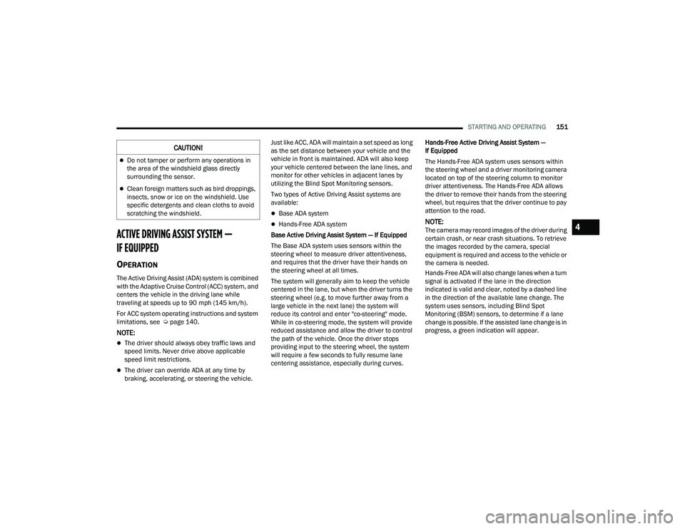 JEEP GRAND CHEROKEE TRAILHAWK 2021  Owners Manual 4

22_WL_OM_EN_USC_t.book  Page 151   