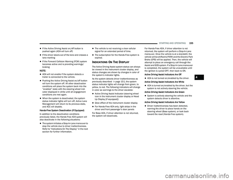 JEEP GRAND CHEROKEE TRAILHAWK 2021  Owners Manual 4

22_WL_OM_EN_USC_t.book  Page 155   