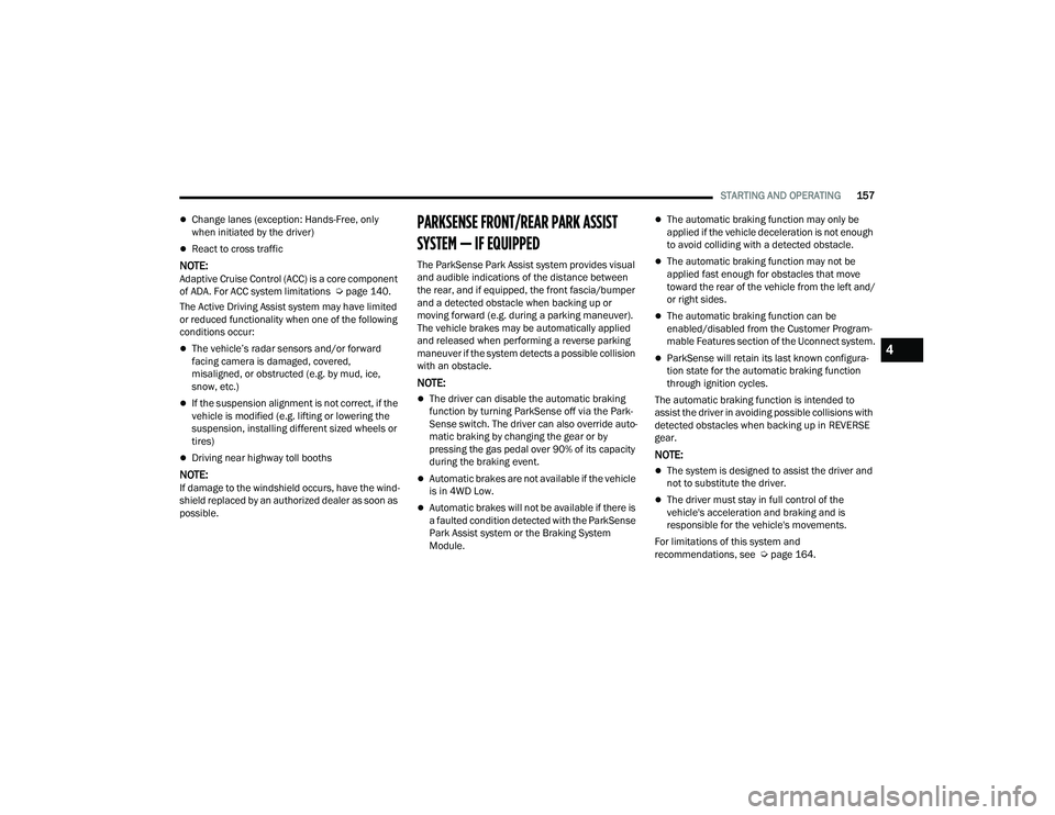 JEEP GRAND CHEROKEE TRAILHAWK 2021  Owners Manual 4

22_WL_OM_EN_USC_t.book  Page 157   