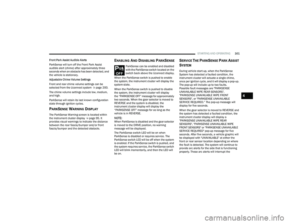JEEP GRAND CHEROKEE TRAILHAWK 2021  Owners Manual 4

22_WL_OM_EN_USC_t.book  Page 161   