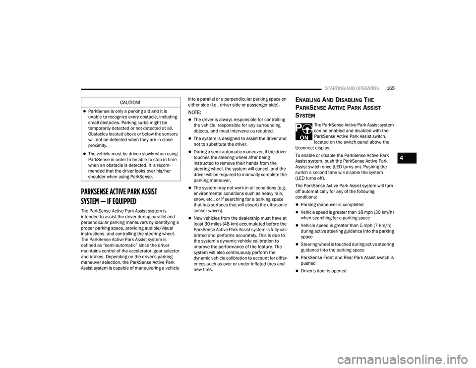 JEEP GRAND CHEROKEE TRAILHAWK 2021  Owners Manual 4

22_WL_OM_EN_USC_t.book  Page 165   
