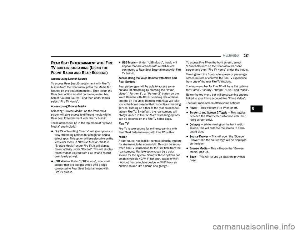 JEEP GRAND CHEROKEE TRAILHAWK 2021  Owners Manual 5

22_WL_OM_EN_USC_t.book  Page 237   