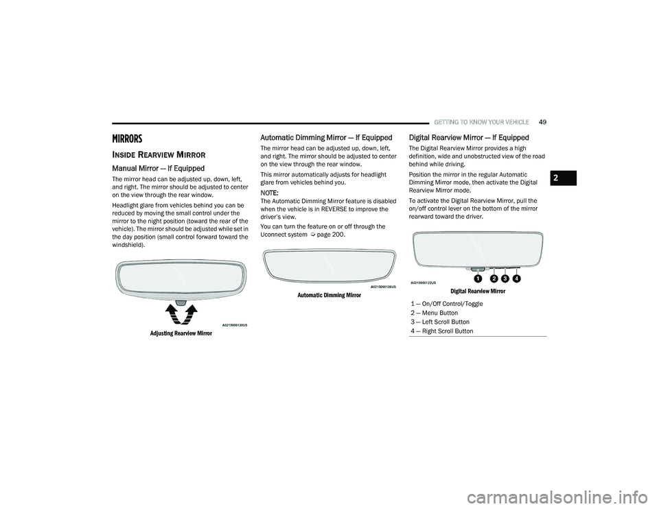 JEEP GRAND CHEROKEE TRAILHAWK 2021 Workshop Manual 2

22_WL_OM_EN_USC_t.book  Page 49   