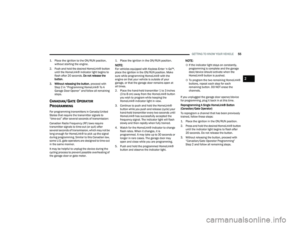 JEEP GRAND CHEROKEE TRAILHAWK 2021 Workshop Manual 2

22_WL_OM_EN_USC_t.book  Page 55   