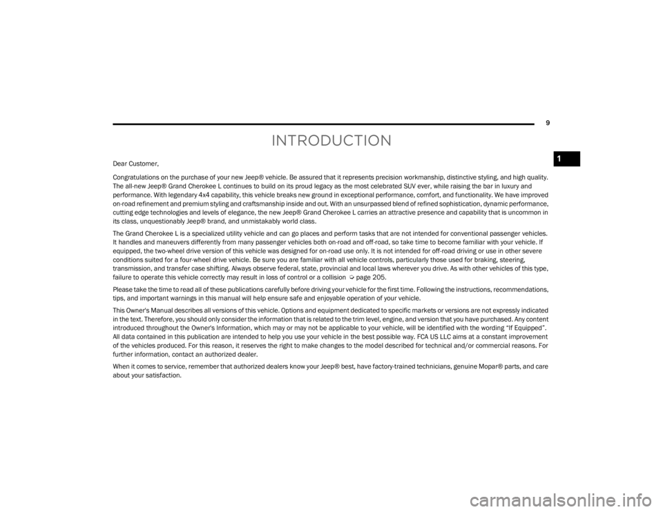 JEEP GRAND CHEROKEE L 2021 User Guide 1

21_WL_OM_EN_USC_t.book  Page 9   
