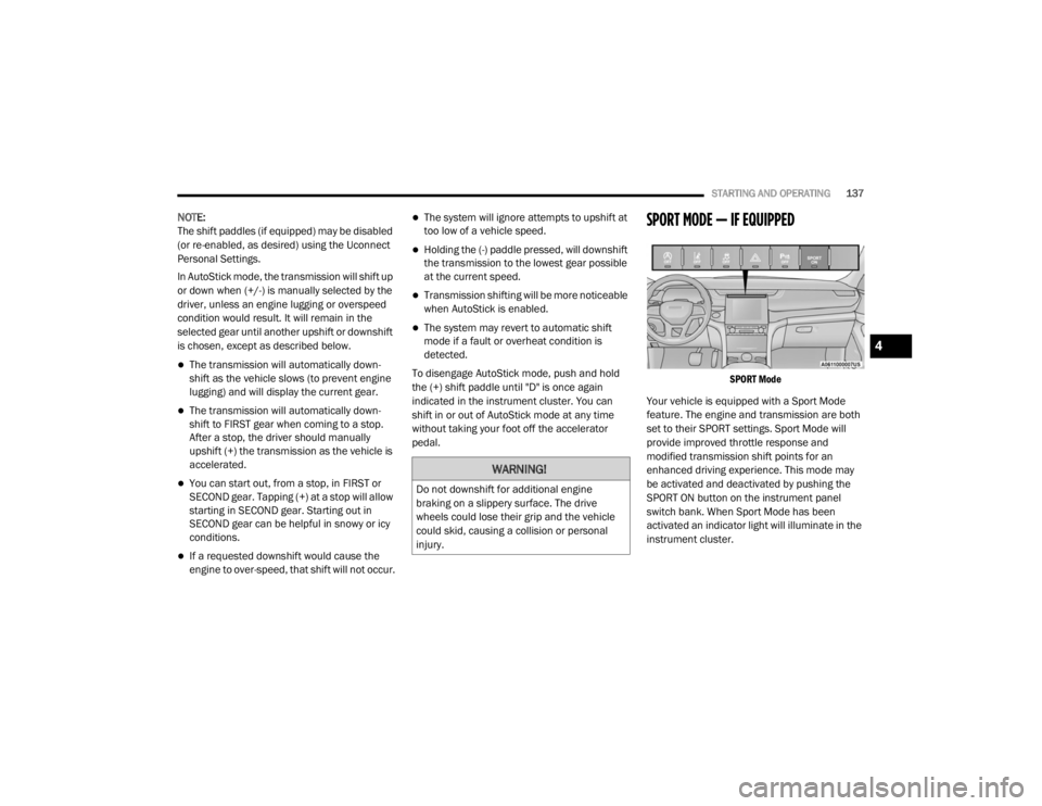 JEEP GRAND CHEROKEE L 2021  Owners Manual �:�$�5�1�,�1�*�
��R��Q�R�W��G�R�Z�Q�V�K�L�I�W��I�R�U��D�G�G�L�W�L�R�Q�D�O��H�Q�J�L�Q�H�
�E�U�D�N�L�Q�J��R�Q��D��V�O�L�S�S�H�U�\��V�X�U�I�D�F�H���7�K�H��G�U�L�Y�H�
�Z�K�H�H�O�V��F�R�X�