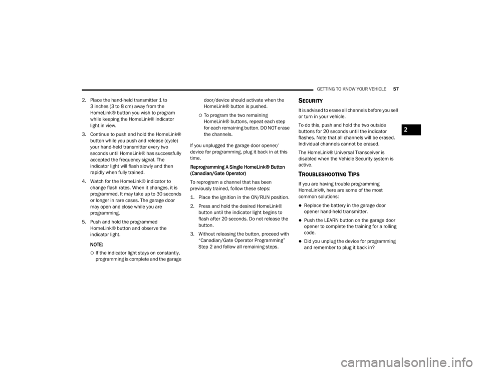JEEP GRAND CHEROKEE L 2021 Workshop Manual 2

21_WL_OM_EN_USC_t.book  Page 57   