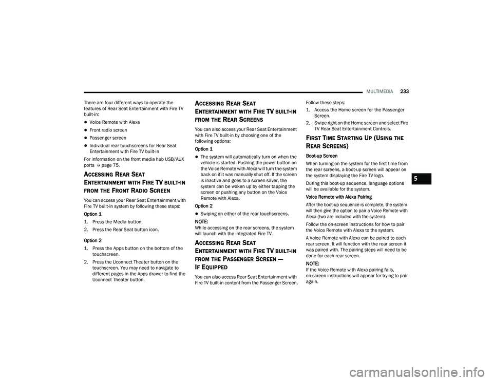 JEEP GRAND CHEROKEE 4XE 2022  Owners Manual 5

22_WL_OM_EN_USC_t.book  Page 233   