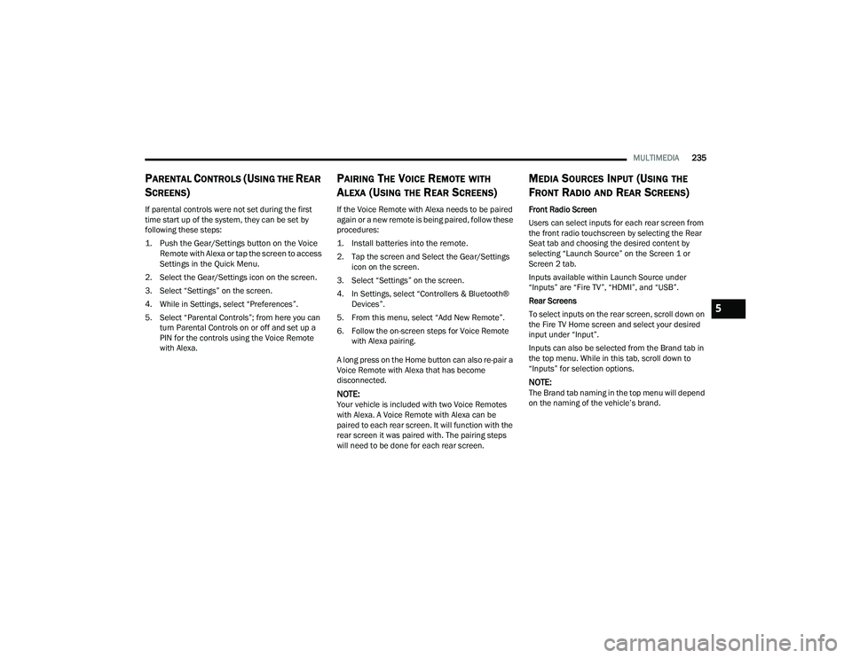 JEEP GRAND CHEROKEE 4XE 2022  Owners Manual 5

22_WL_OM_EN_USC_t.book  Page 235   